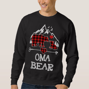 Oma Bear Christmas Pajama Red Plaid Buffalo Family Sweatshirt