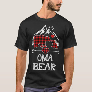 Oma Bear Christmas Pajama Red Plaid Buffalo Family T-Shirt