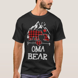 Oma Bear Christmas Pajama Red Plaid Buffalo Family T-Shirt