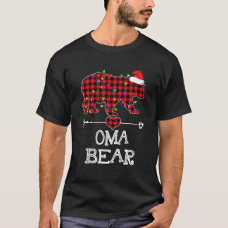 Oma Bear Christmas Pajama Red Plaid Buffalo Family T-Shirt