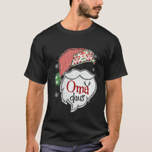 Oma Claus Christmas Lights Pajama Family Matching T-Shirt