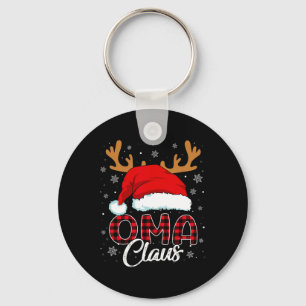 Oma Claus Santa Hat Reindeer Red Plaid Matching Fa Key Ring