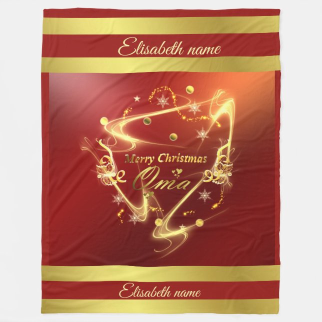 oma golden christmas text template fleece blanket (Front)