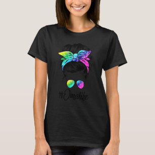 Oma Life Messy Hair Bun Tie Dye Women Mother's Day T-Shirt