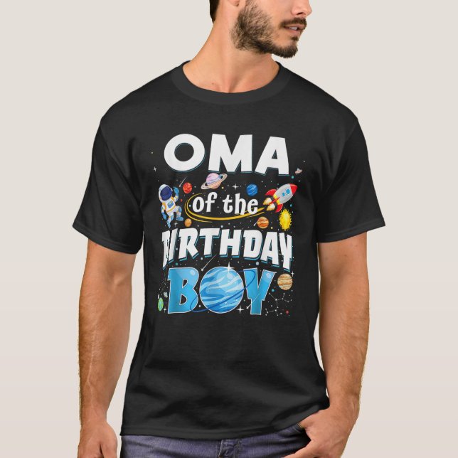 Oma Of The Birthday Boy Astronaut Family Space Pla T-Shirt (Front)