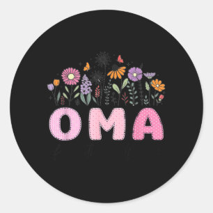 Oma of The Little Wildflower nk Floral Birthday Classic Round Sticker