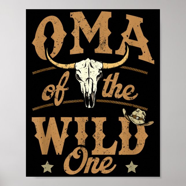 Oma Of The Wild One Cowboy Western Rodeo Party Mat Poster (Front)