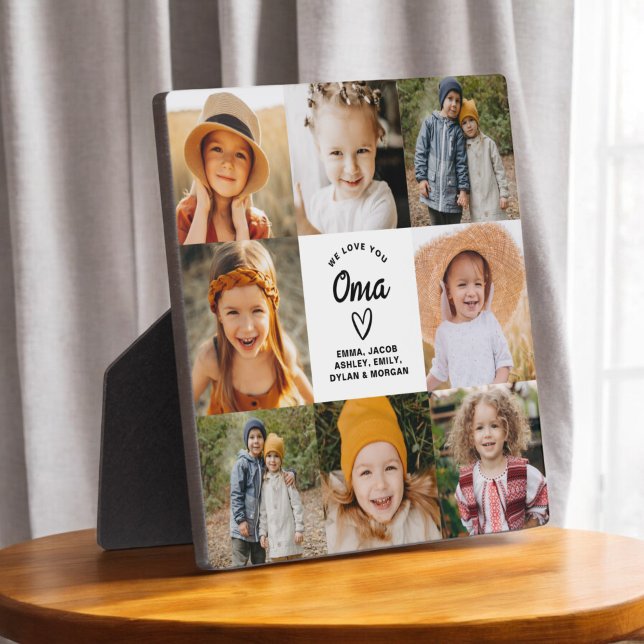 Oma We Love You Hearts Modern Photo Collage Plaque (Creator Uploaded)
