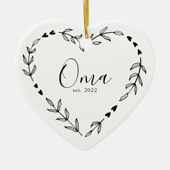 Oma Year Est. Christmas Ceramic Ornament (Front)