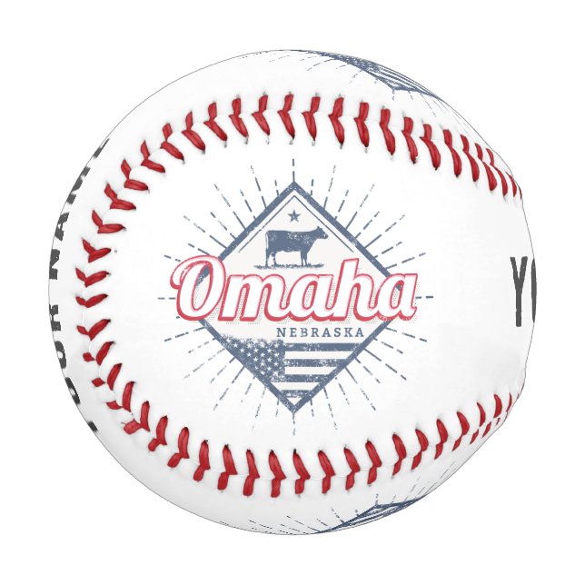 Omaha City Nebraska United States Vintage USA Baseball (Front Left)