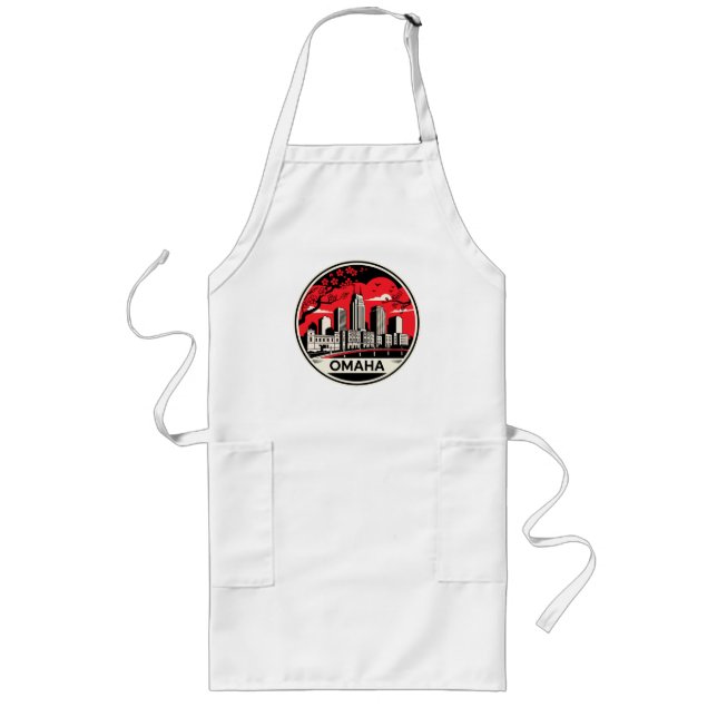 Omaha City Nebraska USA Long Apron (Front)