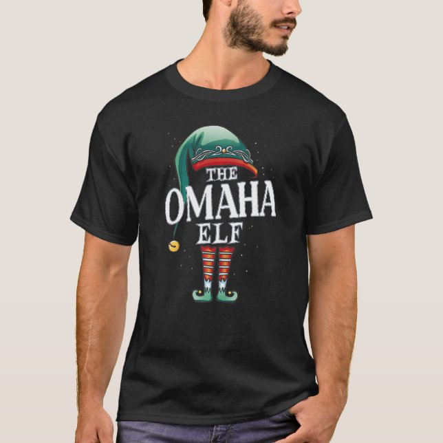 Omaha Elf Christmas Group Xmas Pajama Party T-Shirt (Front)