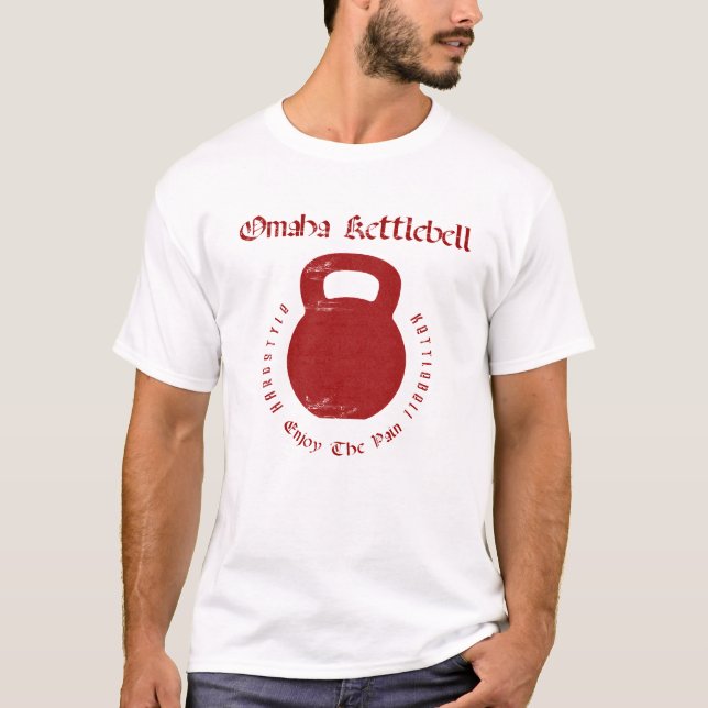 Omaha Kettlebell on White T-Shirt (Front)