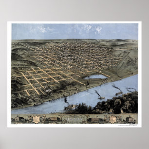 Omaha, NE Panoramic Map - 1868 Poster