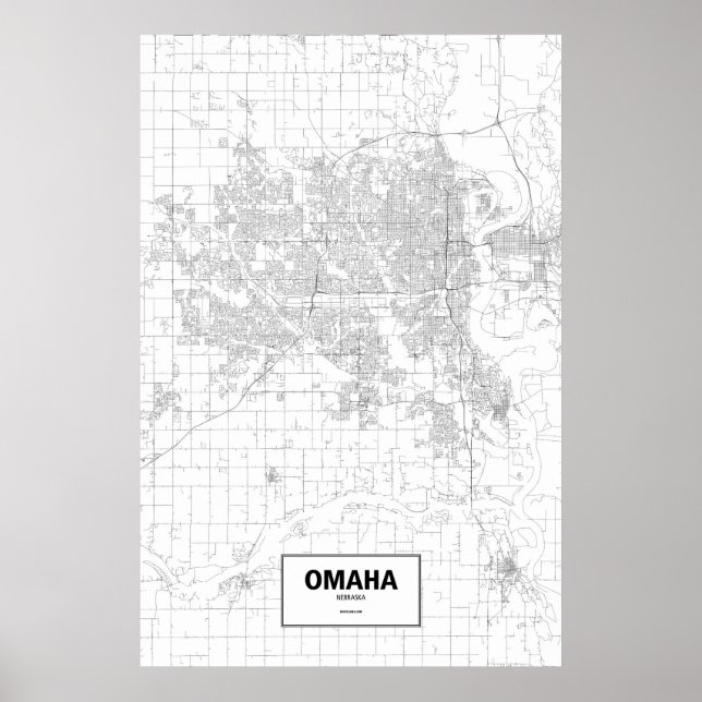 Omaha, Nebraska (black on white) Poster (Front)
