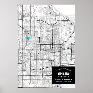 Omaha, Nebraska City Map + Mark Your Location  Poster