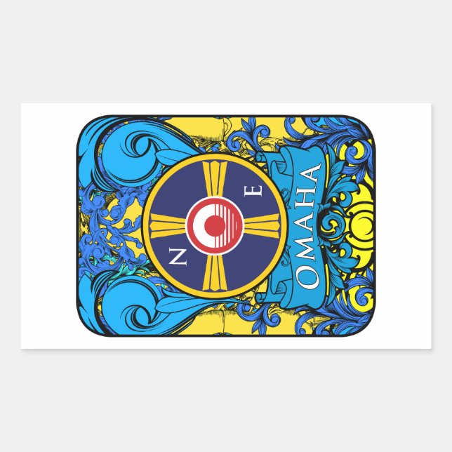 OMAHA NEBRASKA LOGO RECTANGULAR STICKER (Front)