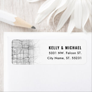 Omaha, Nebraska Map Themed   Return Address Label