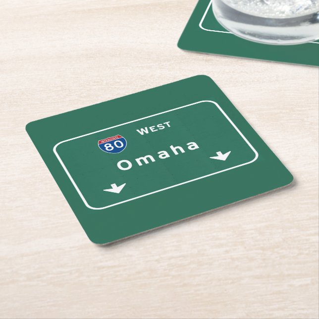 Omaha Nebraska ne Interstate Highway Freeway : Square Paper Coaster (Angled)