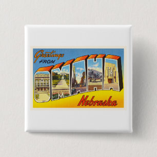 Omaha Nebraska NE Old Vintage Travel Souvenir 15 Cm Square Badge