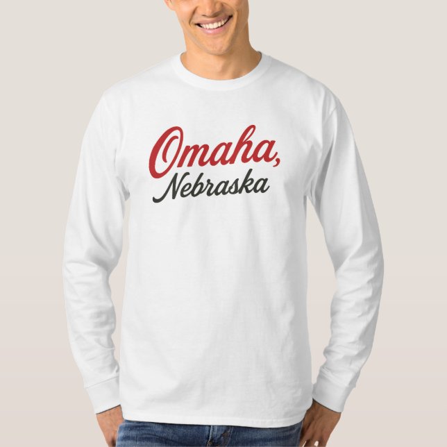 Omaha Nebraska Script Design | Classic Midwest Cit T-Shirt (Front)