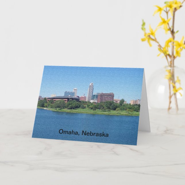 Omaha Nebraska Skyline Anniversary Special Event Card (Yellow Flower)