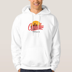 Omaha Nebraska Skyline Sunset Vintage Retro City Hoodie