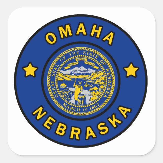Omaha Nebraska Square Sticker (Front)