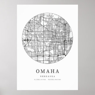 Omaha Nebraska Street Layout Map Poster