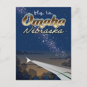 Omaha, Nebraska vintage flight travel poster Postcard