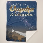 Omaha, Nebraska vintage flight travel poster Sherpa Blanket<br><div class="desc">Omaha, Nebraska vintage flight travel poster art print.</div>