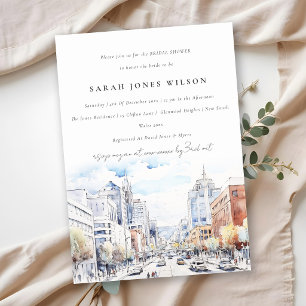 Omaha Nebraska Watercolor Landscape Bridal Shower Invitation
