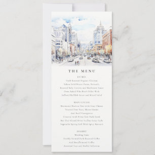 Omaha Nebraska Watercolor Landscape Wedding Menu Invitation