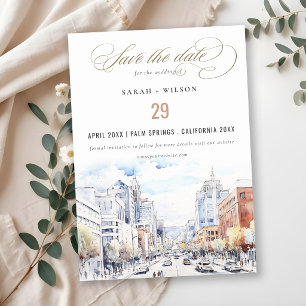 Omaha Nebraska Watercolor Landscape Wedding Save The Date