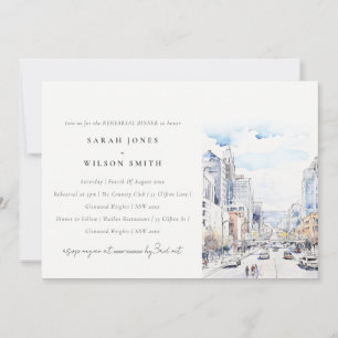 Omaha Nebraska Watercolor Scape Rehearsal Dinner Invitation