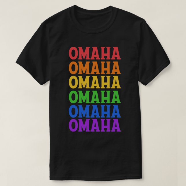 OMAHA RAINBOW TYPOGRAPHY T-Shirt (Design Front)
