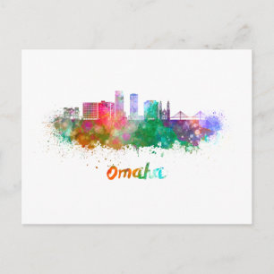Omaha V2 skyline in watercolor Postcard