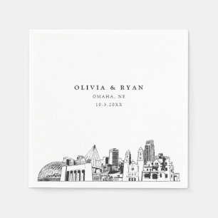 Omaha Wedding Minimalist Paper  Napkin