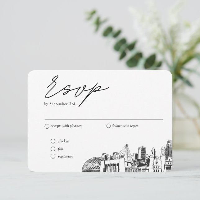 Omaha Wedding Traditional RSVP Meal Options Enclosure Card (Standing Front)