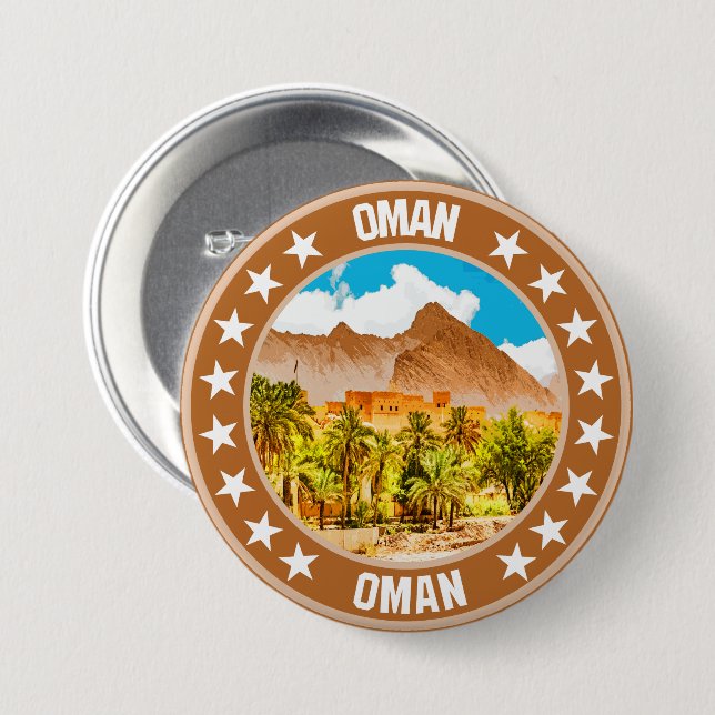 Oman                                               7.5 cm round badge (Front & Back)