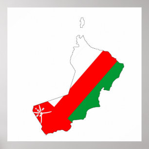 oman country flag map shape silhouette nation poster