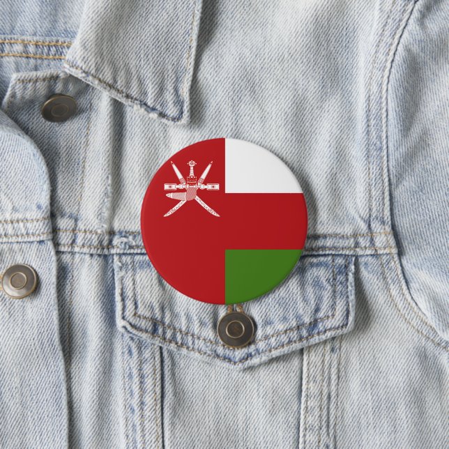 Oman flag 7.5 cm round badge (In Situ)