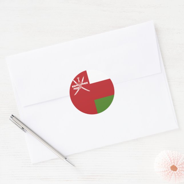 Oman flag classic round sticker (Envelope)