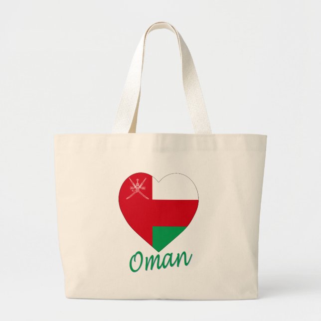 Oman Flag Heart Large Tote Bag (Front)