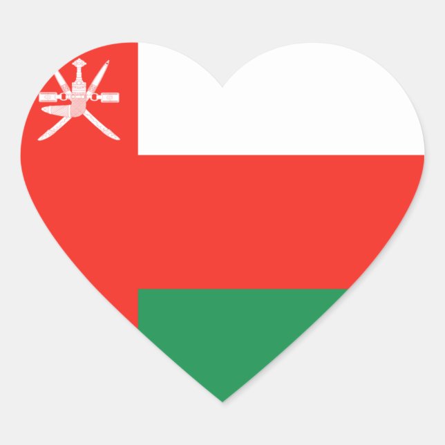 Oman Flag Heart Sticker (Front)