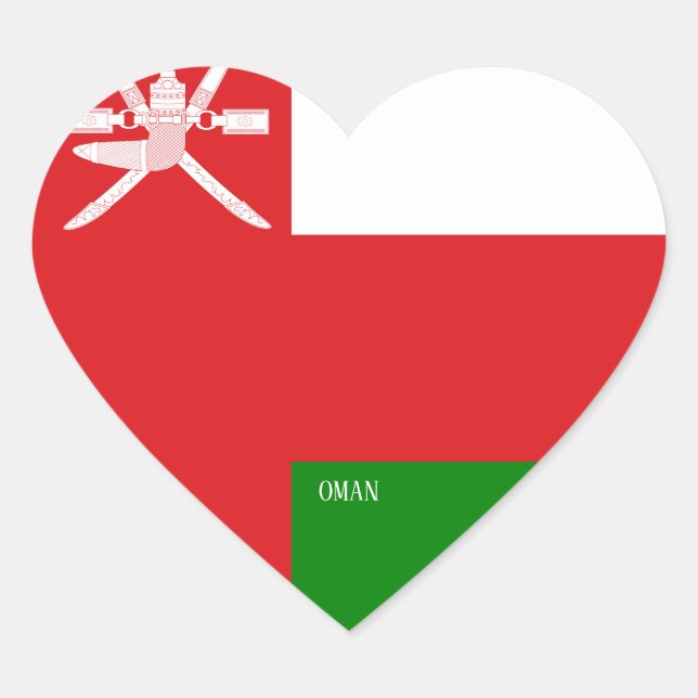 Oman Flag Splendid Patriotic Heart Sticker (Front)
