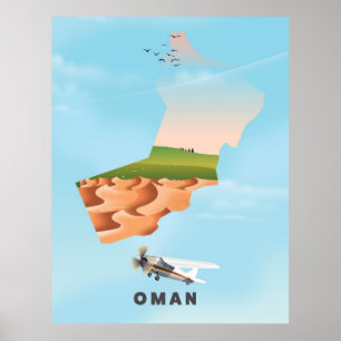 Oman illustrated map travel poster