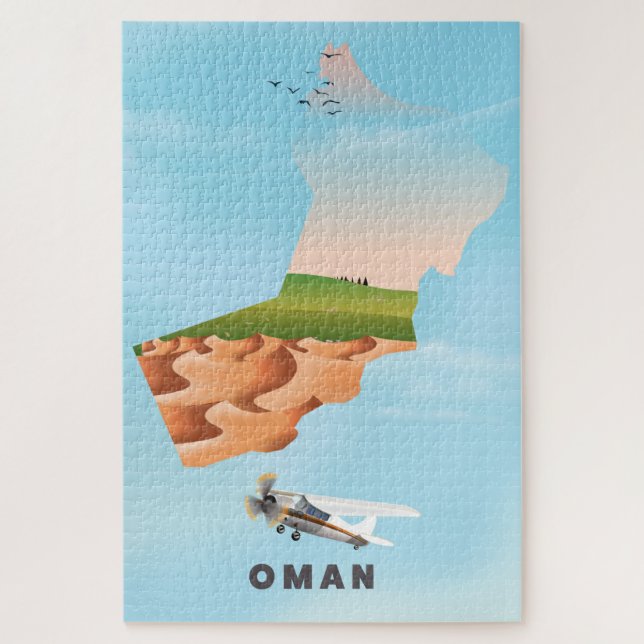 Oman illustrated map travel poster jigsaw puzzle (Vertical)