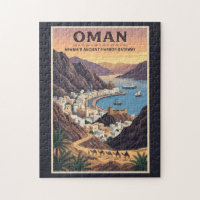 Oman Landscape Illustration Travel Art Vintage
