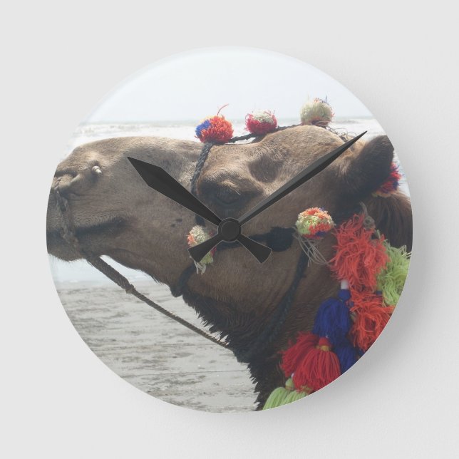 Oman Muscat Camel Photo Art Print Round Clock (Front)